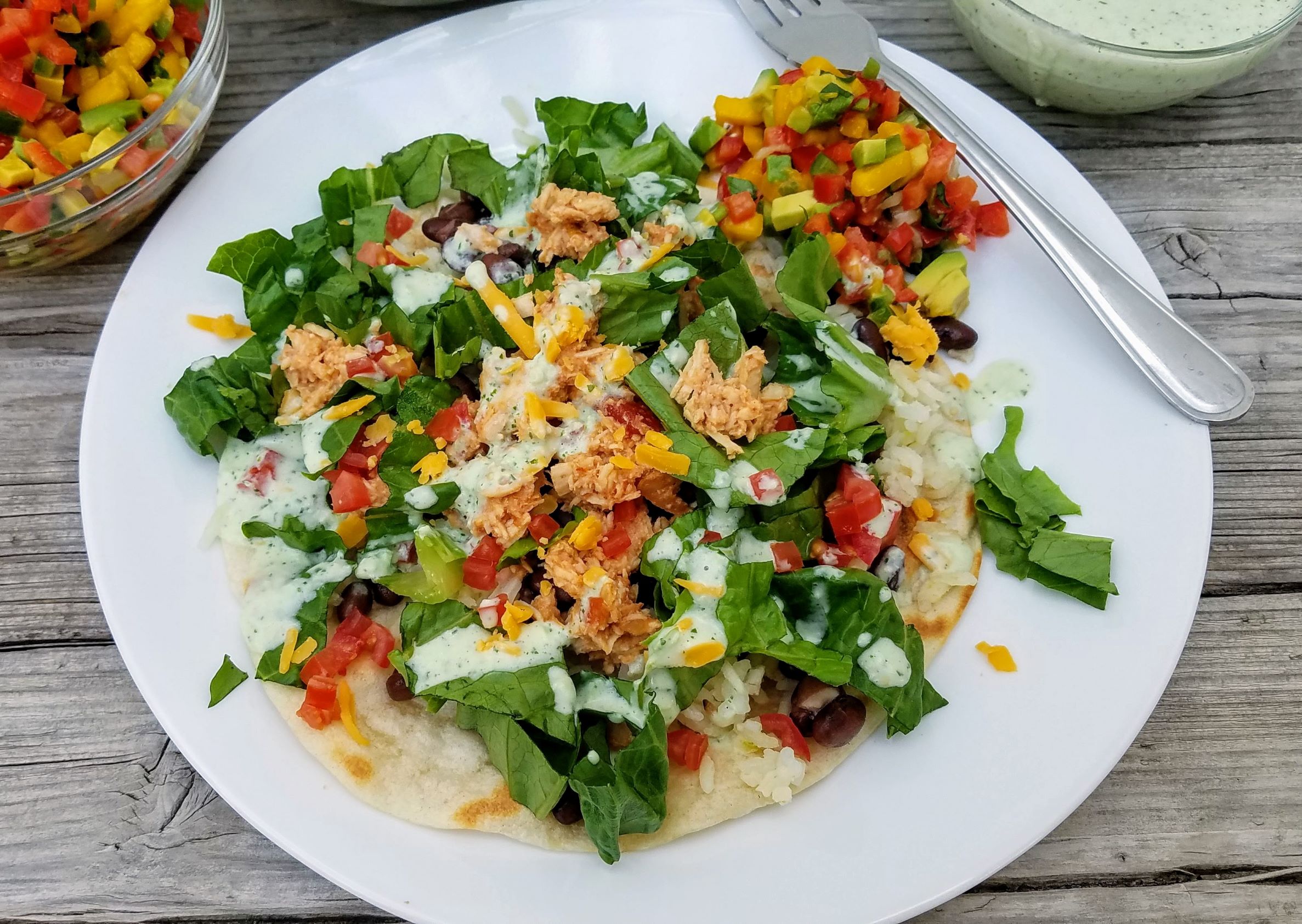 Cafe Rio Shredded Chicken Taco Salads For A Crowd Hearty Smarty