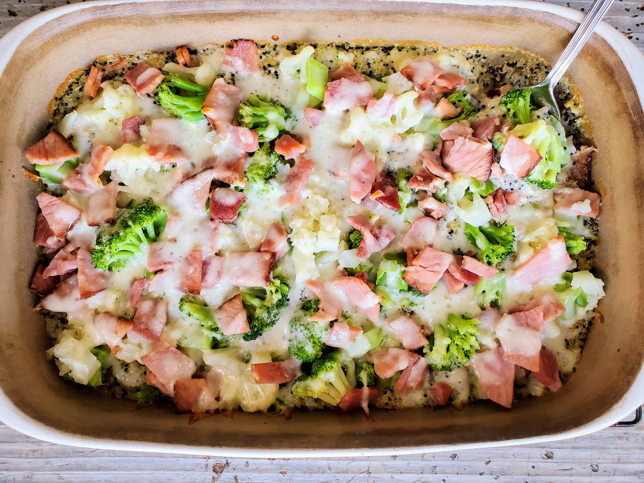 Broccoli, Ham and Cheese Quinoa Bake Hearty Smarty